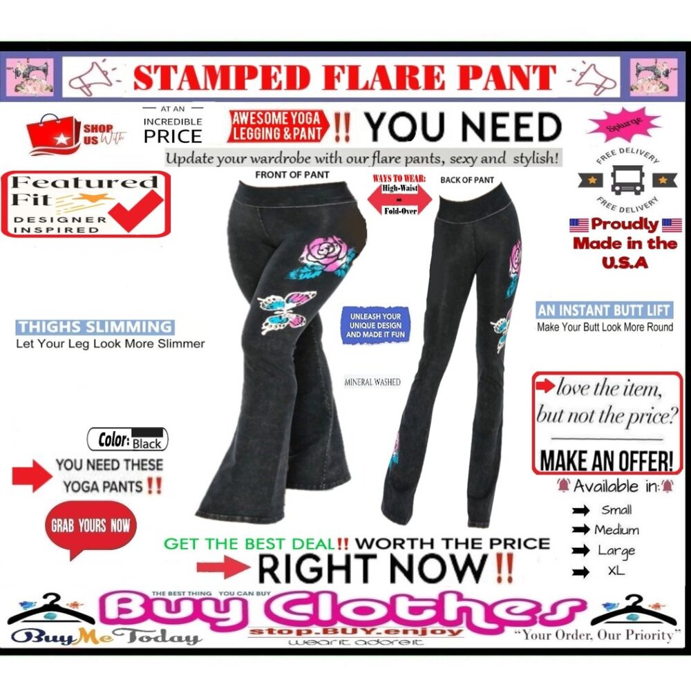 ๐ BOTTOM Fold Graphic BUTTERFLY โ LEGGING ๐ PANT Waist Mineral STAMP ๐ธBUY NOW - Picture 10 of 16
